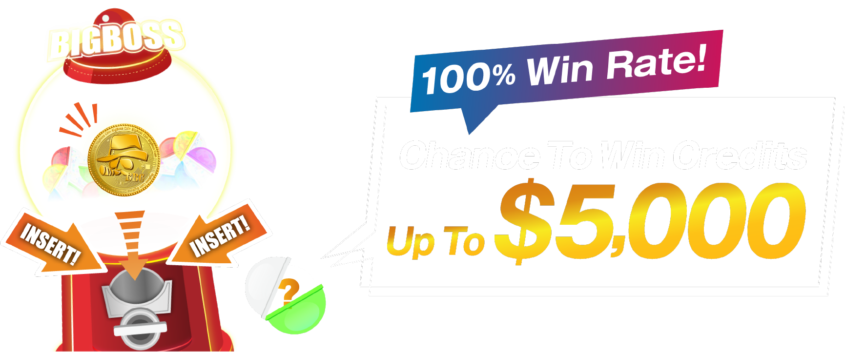 100% win rate chance to win credits up to $5000！